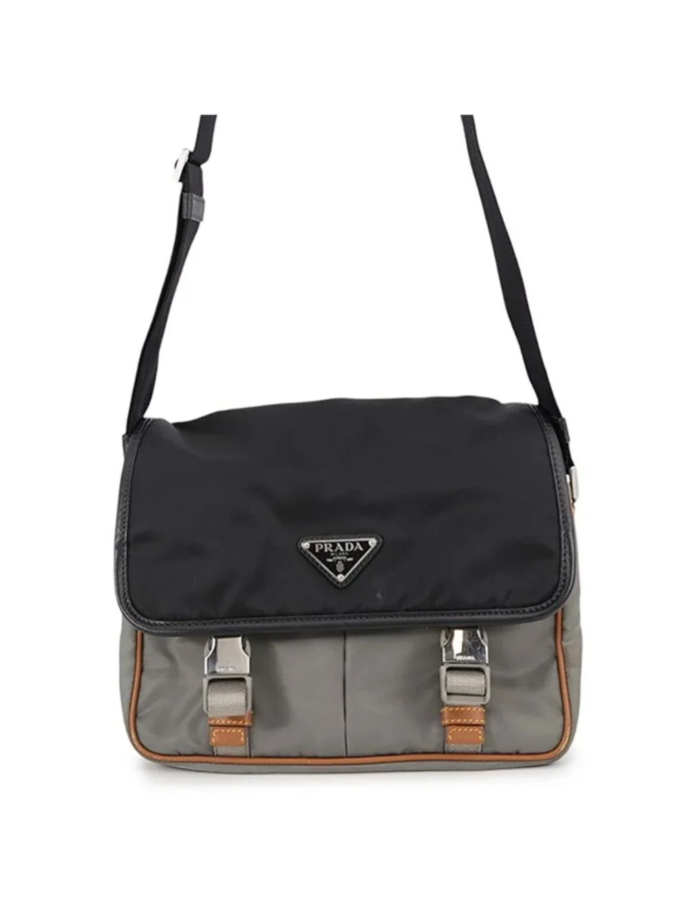 Prada Shoulder Bag Saffiano Leather Nylon Black